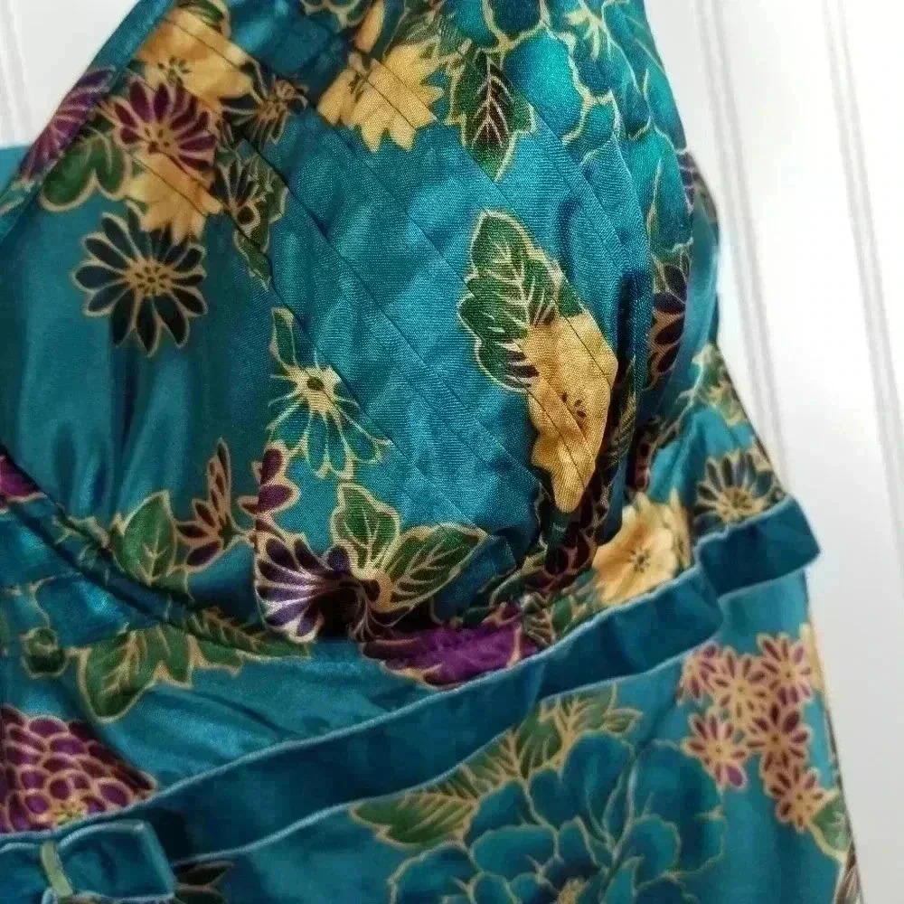 Cacique Womens Babydoll Floral Satin Slip Top Velvet Sz 26/28 Fairy Whimsigoth - Picture 6 of 16